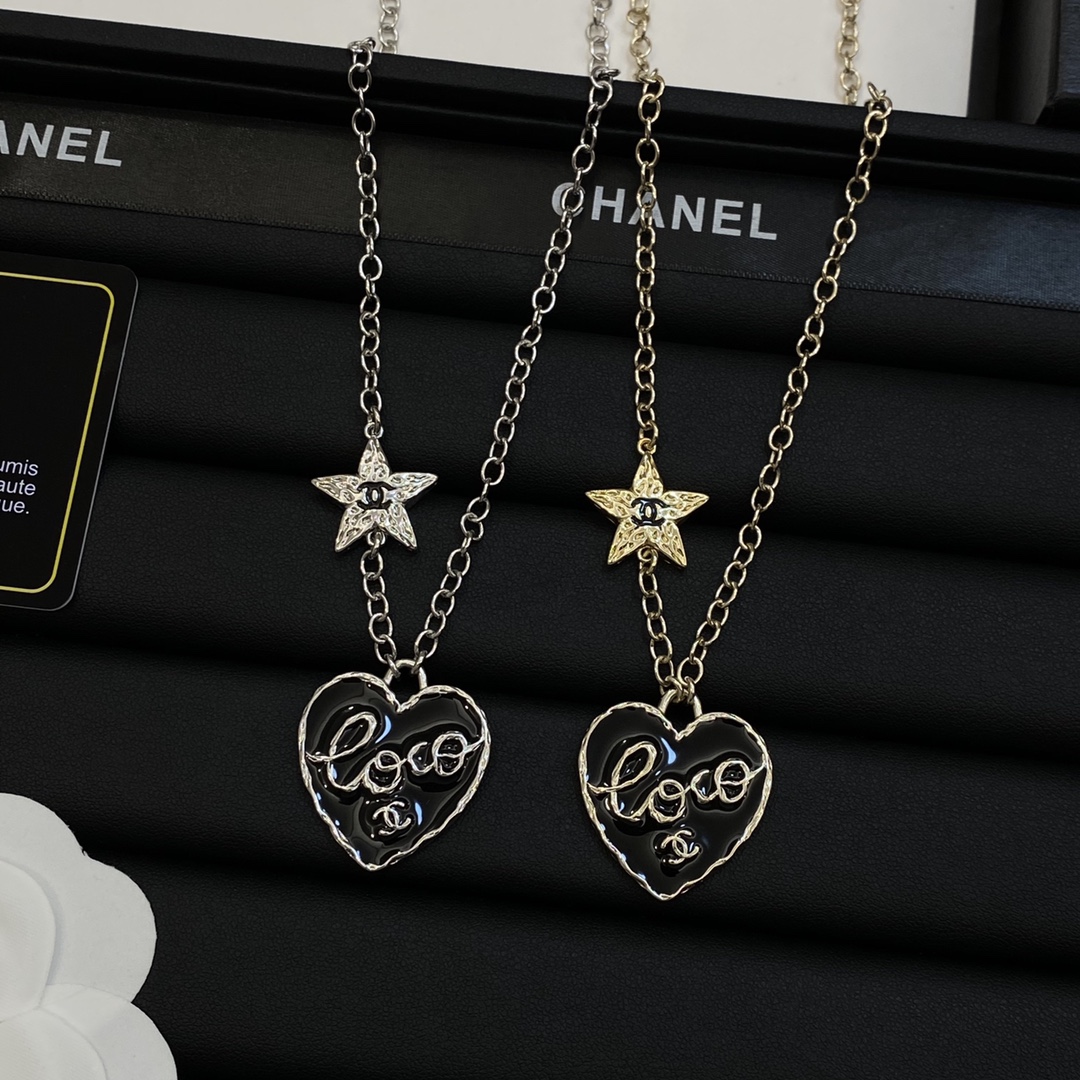 [TOP] CHANEL CC Necklace with Heart Pendant - 2 Color