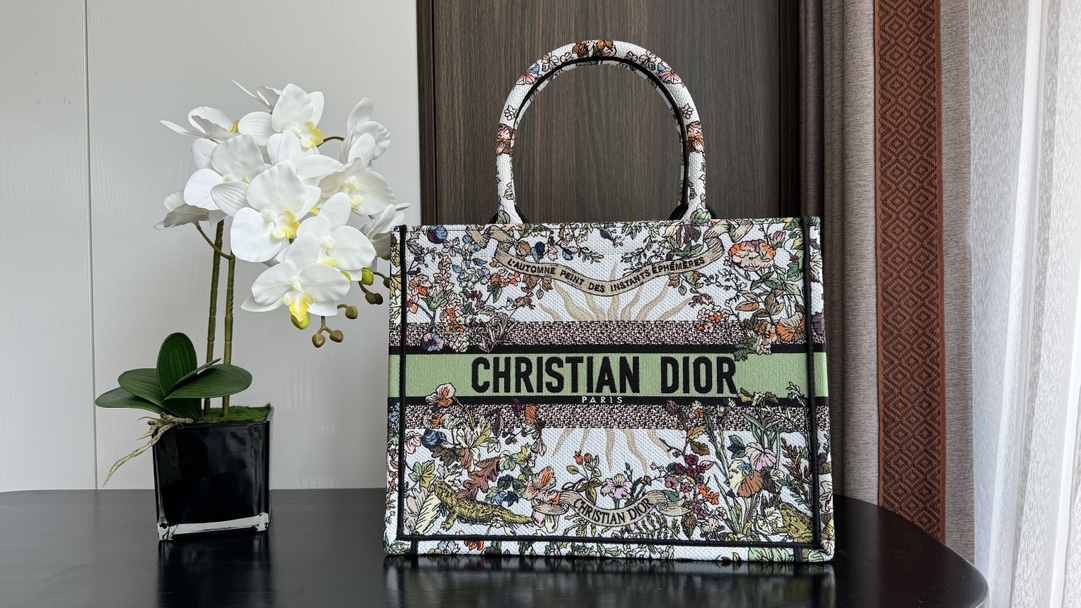 [TOP] Christian Dior Medium Natural Element Embroidered Tote Bag 36*18*28cm