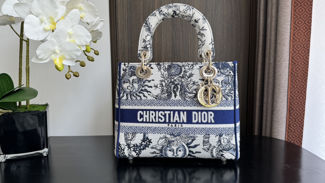 [TOP] Christian Dior Lady Embroidered Sun Collection 24*11*20cm - GHW