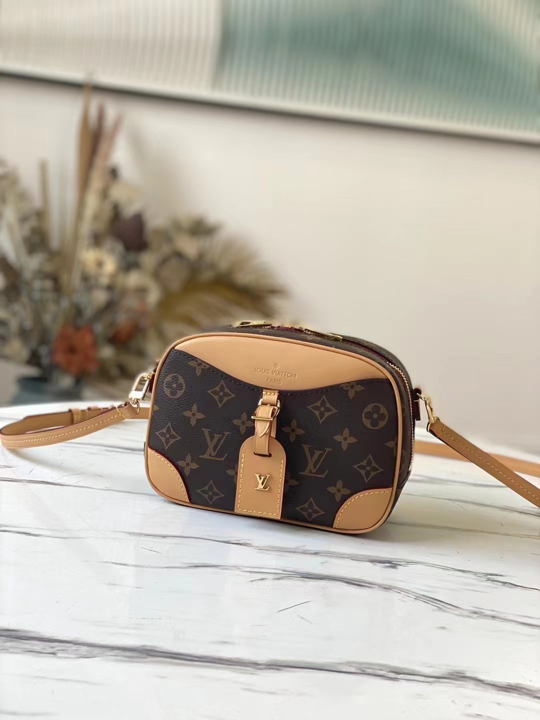 [TOP] Louis Vuitton LV £V Monogram Mini Deauville Bag 21 x 16 x 7cm-Brown