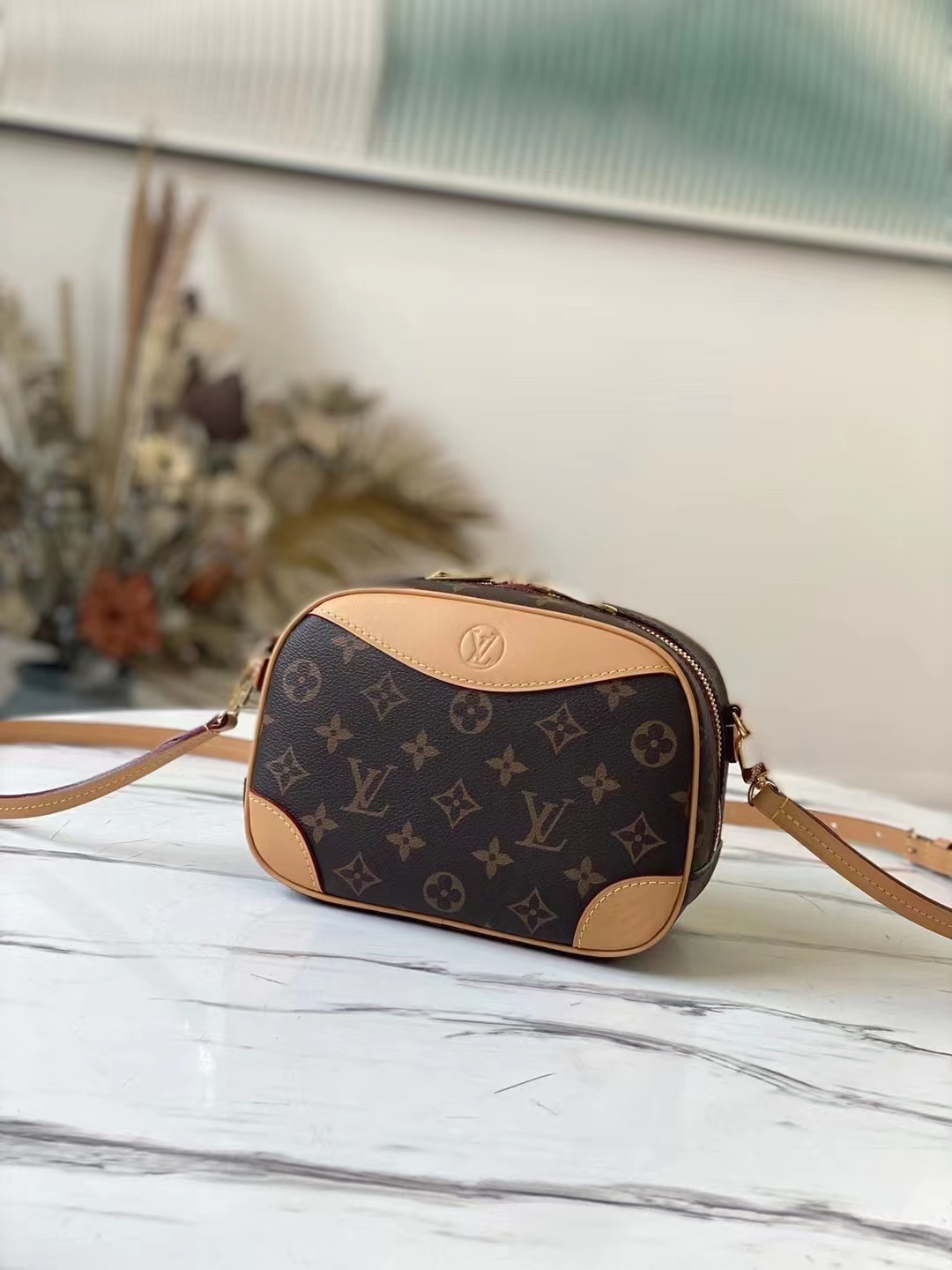 [TOP] Louis Vuitton LV £V Monogram Mini Deauville Bag 21 x 16 x 7cm-Brown