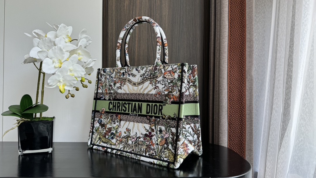 [TOP] Christian Dior Medium Natural Element Embroidered Tote Bag 36*18*28cm