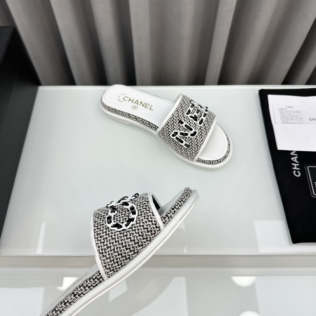 [TOP] CHANEL Silk Embroidered Slippers - 5 Colour