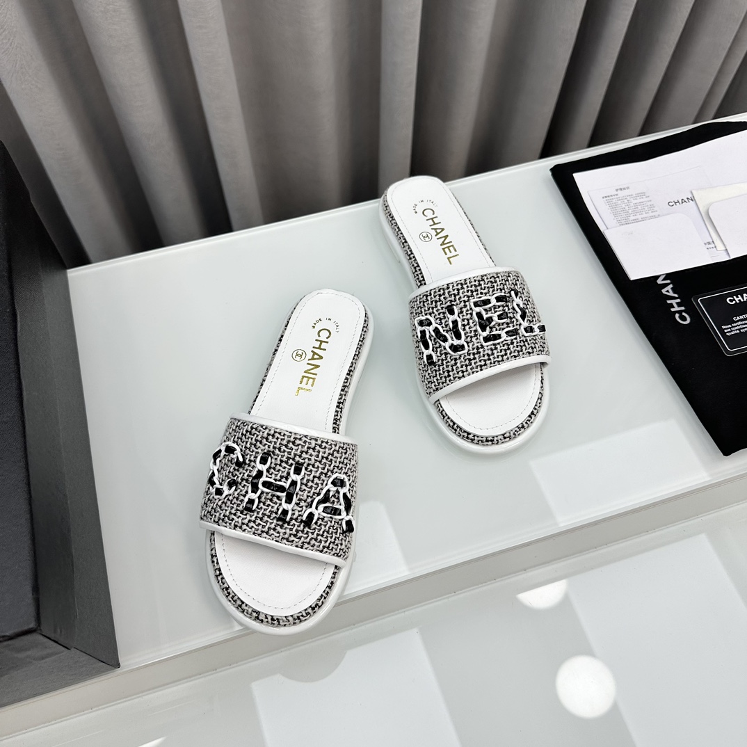 [TOP] CHANEL Silk Embroidered Slippers - 5 Colour