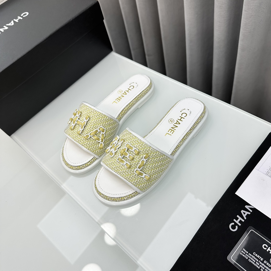 [TOP] CHANEL Silk Embroidered Slippers - 5 Colour