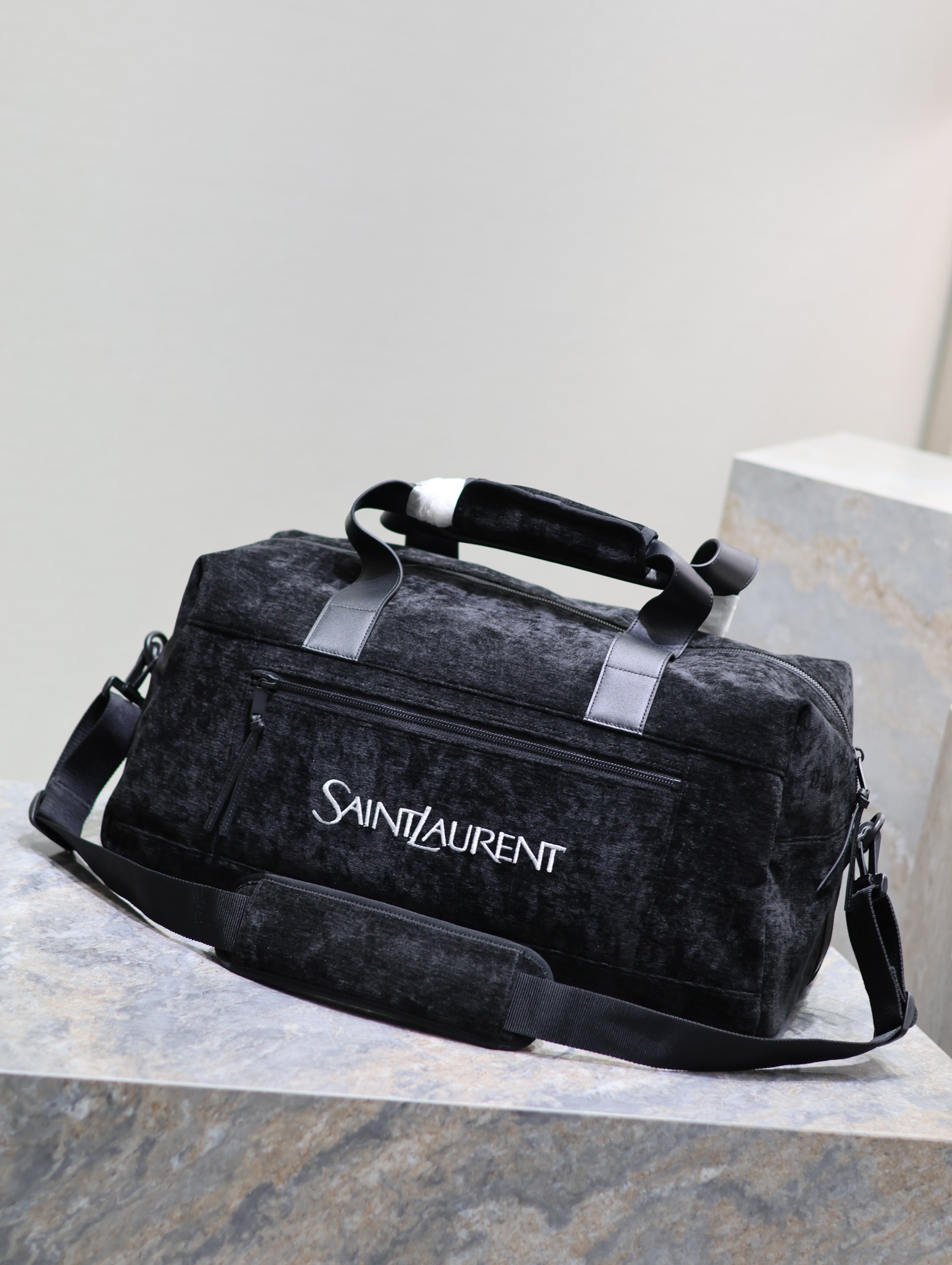 [TOP] Yves Saint Laurent YSL Suede Travel Handbag - Black