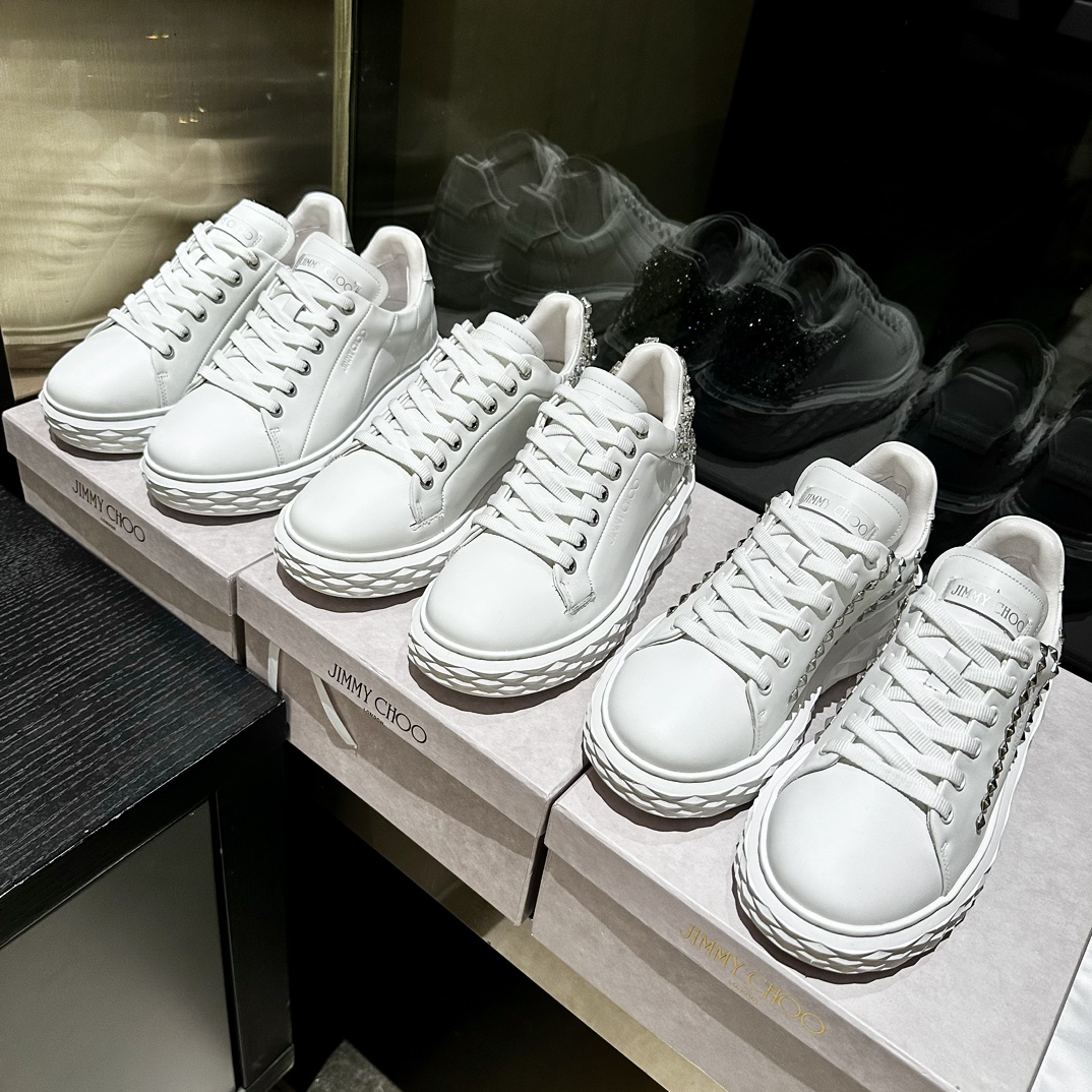 [TOP] Jimmy Choo Thick Bottom Casual White Shoes
