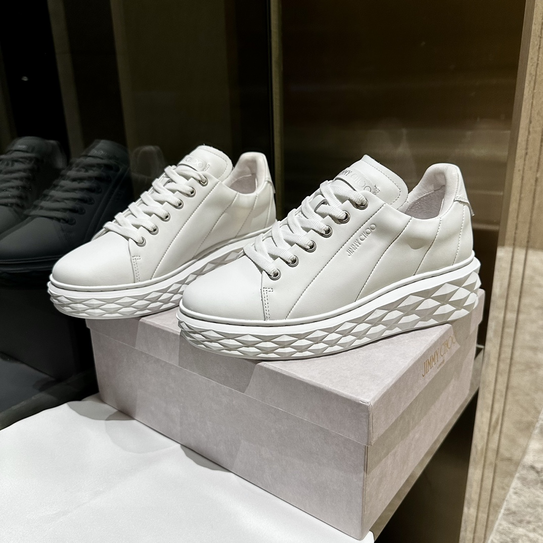 [TOP] Jimmy Choo Thick Bottom Casual White Shoes