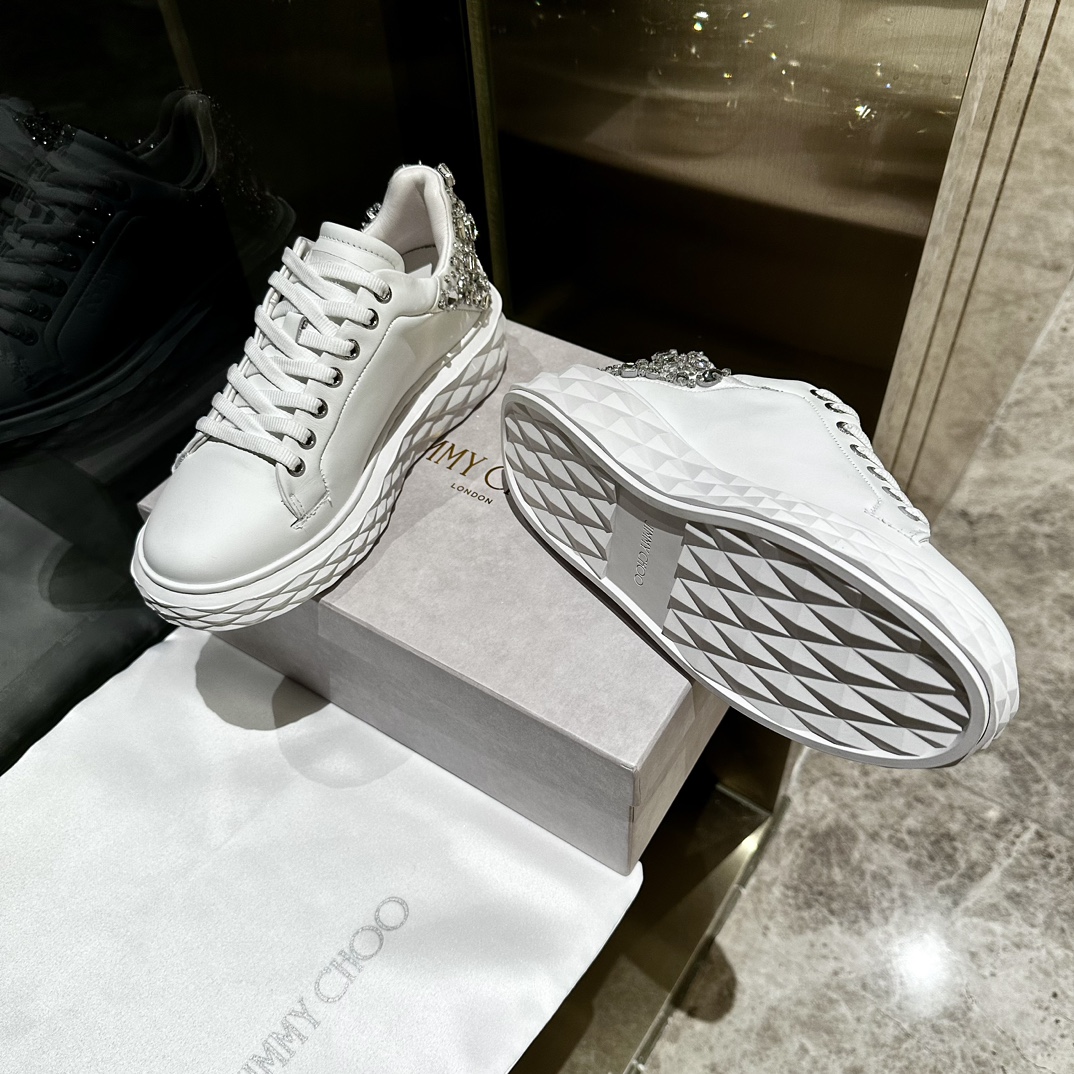 [TOP] Jimmy Choo Thick Bottom Casual White Shoes