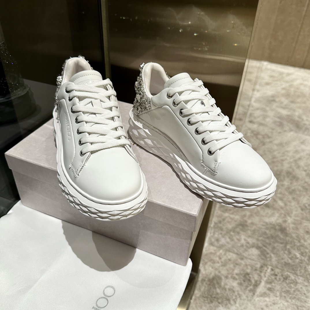 [TOP] Jimmy Choo Thick Bottom Casual White Shoes