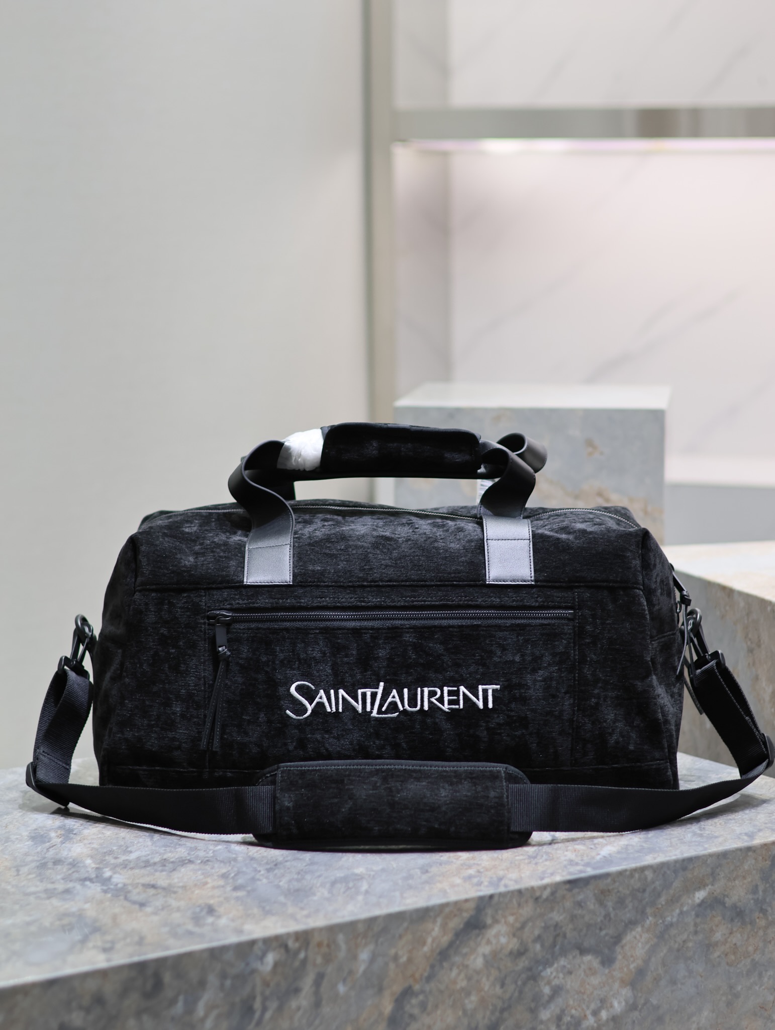 [TOP] Yves Saint Laurent YSL Suede Travel Handbag - Black