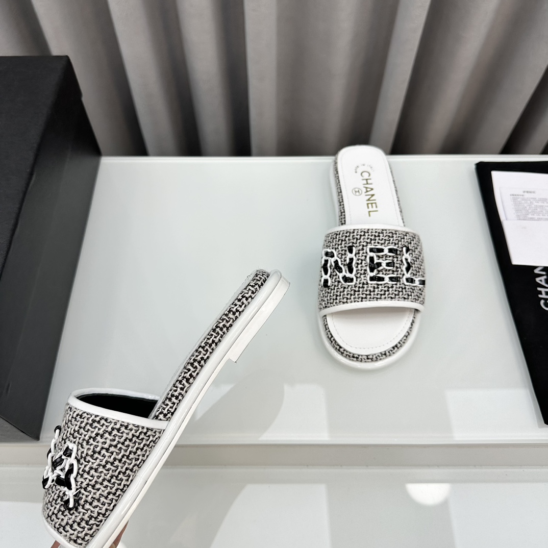 [TOP] CHANEL Silk Embroidered Slippers - 5 Colour