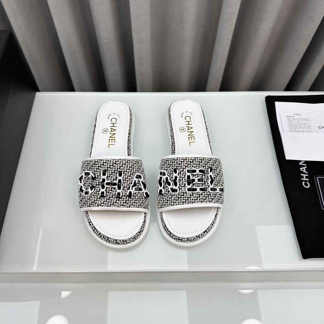 [TOP] CHANEL Silk Embroidered Slippers - 5 Colour