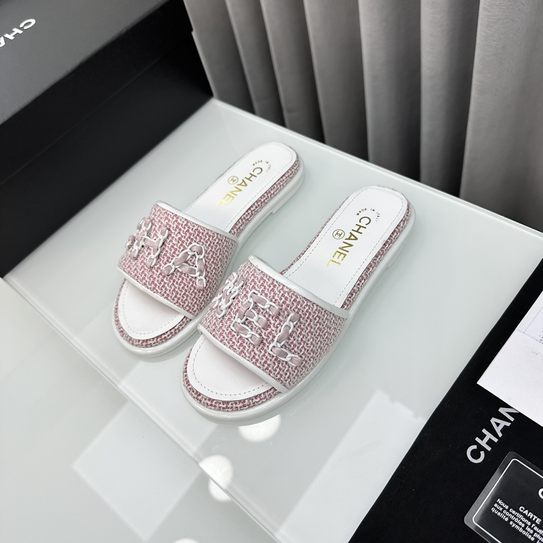 [TOP] CHANEL Silk Embroidered Slippers - 5 Colour
