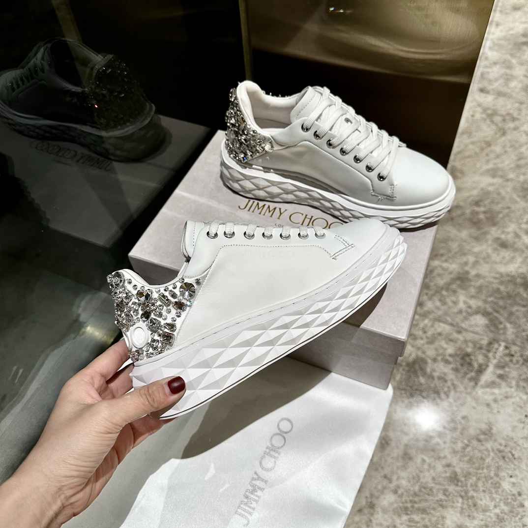 [TOP] Jimmy Choo Thick Bottom Casual White Shoes