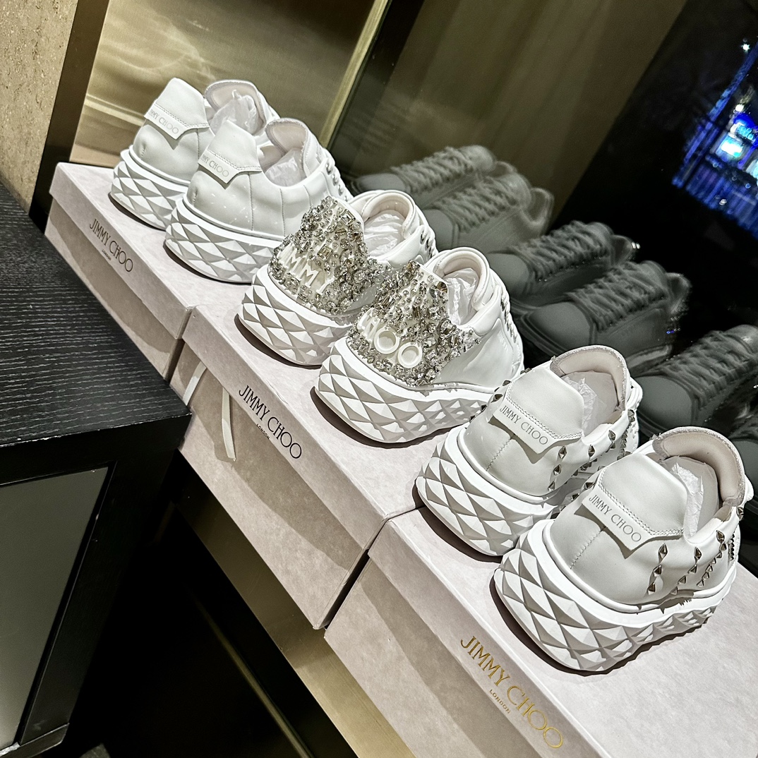 [TOP] Jimmy Choo Thick Bottom Casual White Shoes