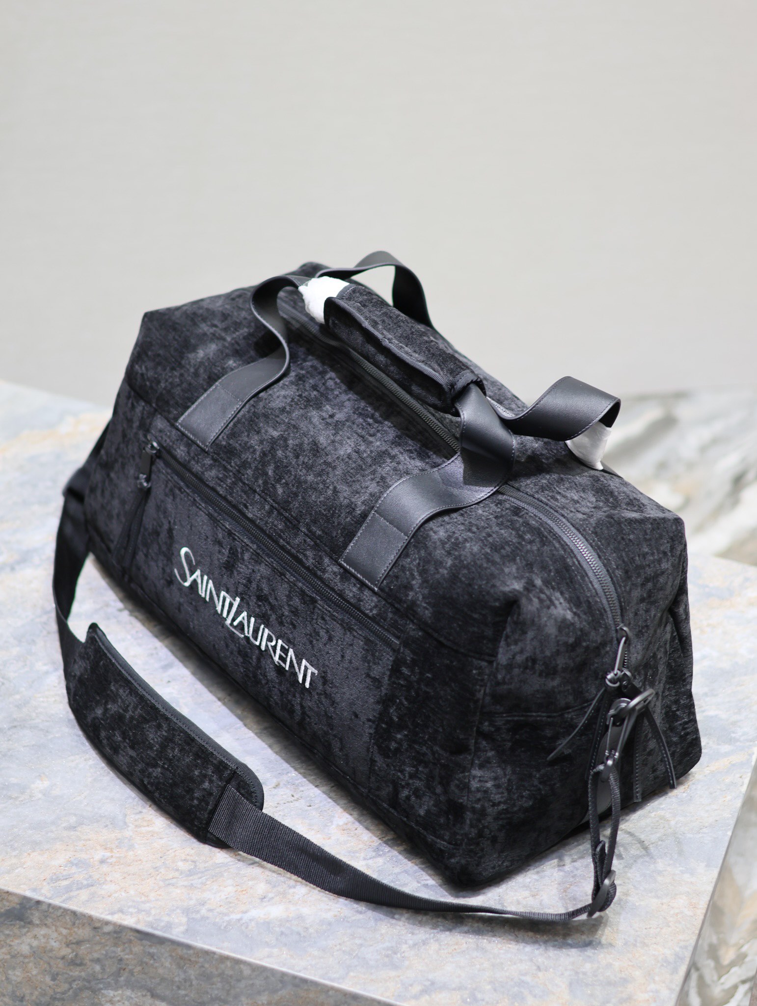 [TOP] Yves Saint Laurent YSL Suede Travel Handbag - Black