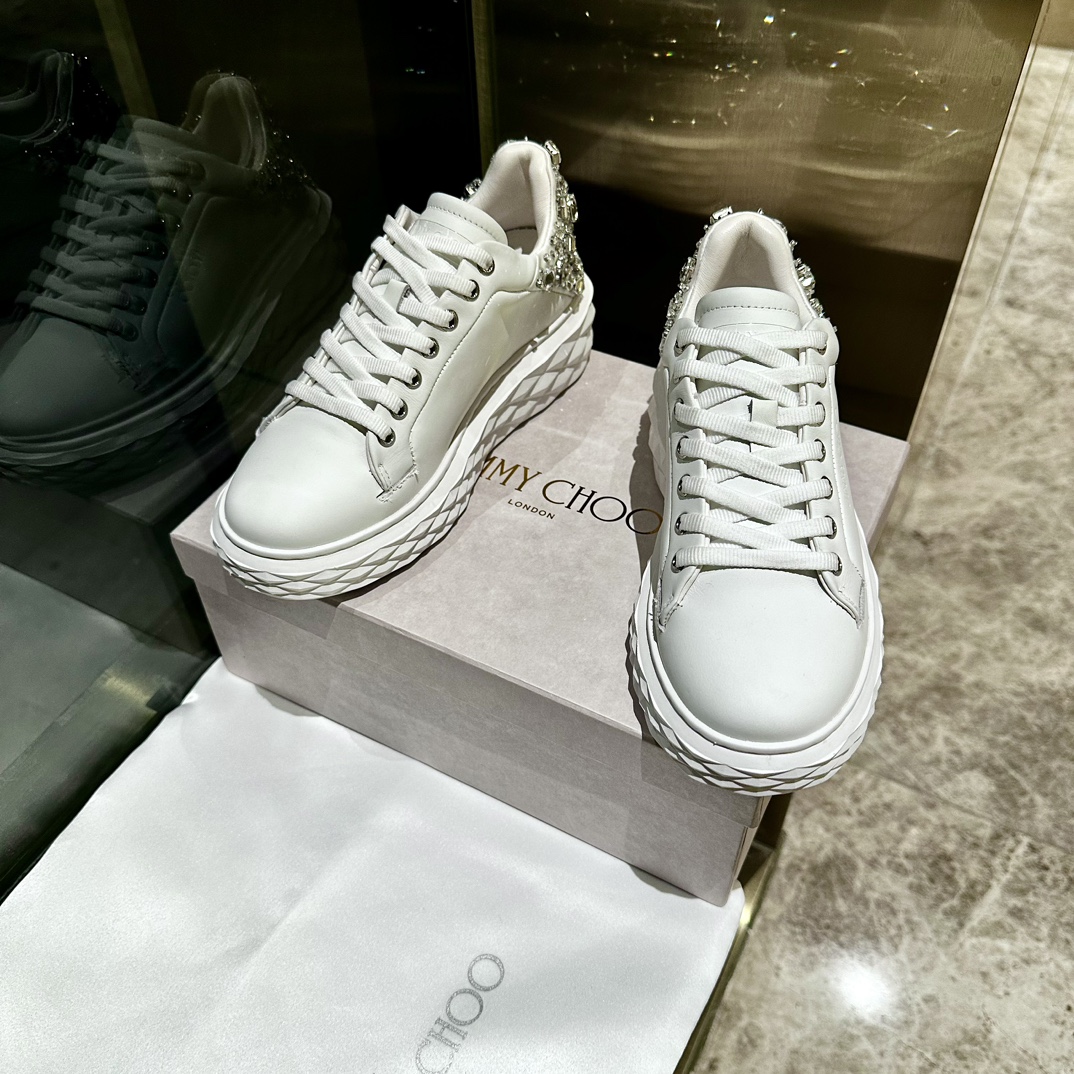 [TOP] Jimmy Choo Thick Bottom Casual White Shoes