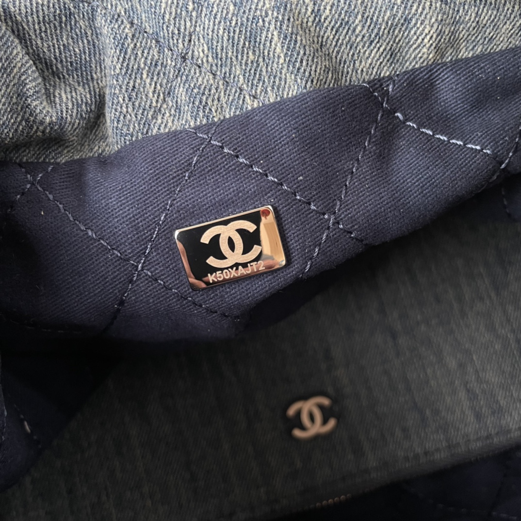 [TOP] CHANEL Rivet denim 22 Bags 19x20x6cm/35x37x7cm/39x42x8cm - Denim