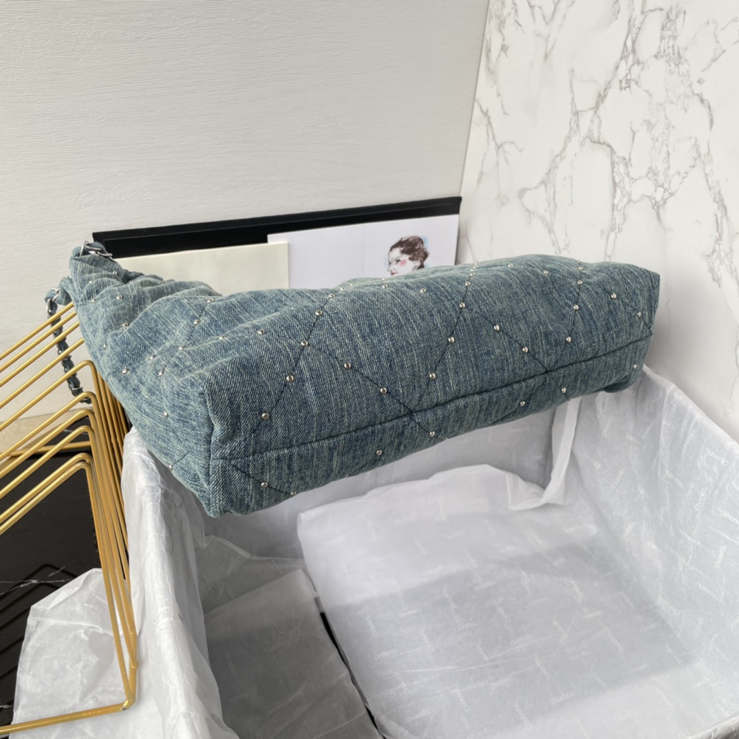 [TOP] CHANEL Rivet denim 22 Bags 19x20x6cm/35x37x7cm/39x42x8cm - Denim