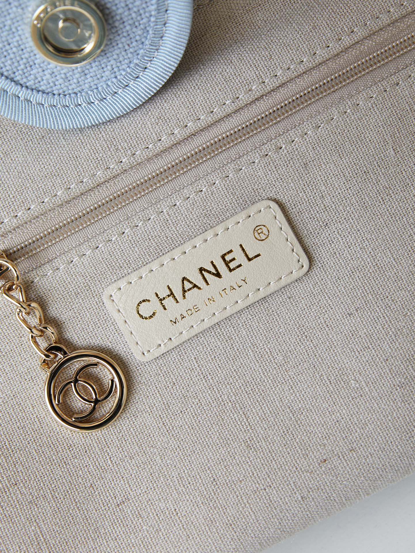 [TOP] CHANEL Deauville Tote Shopping Bag 33cm - Glacier Blue