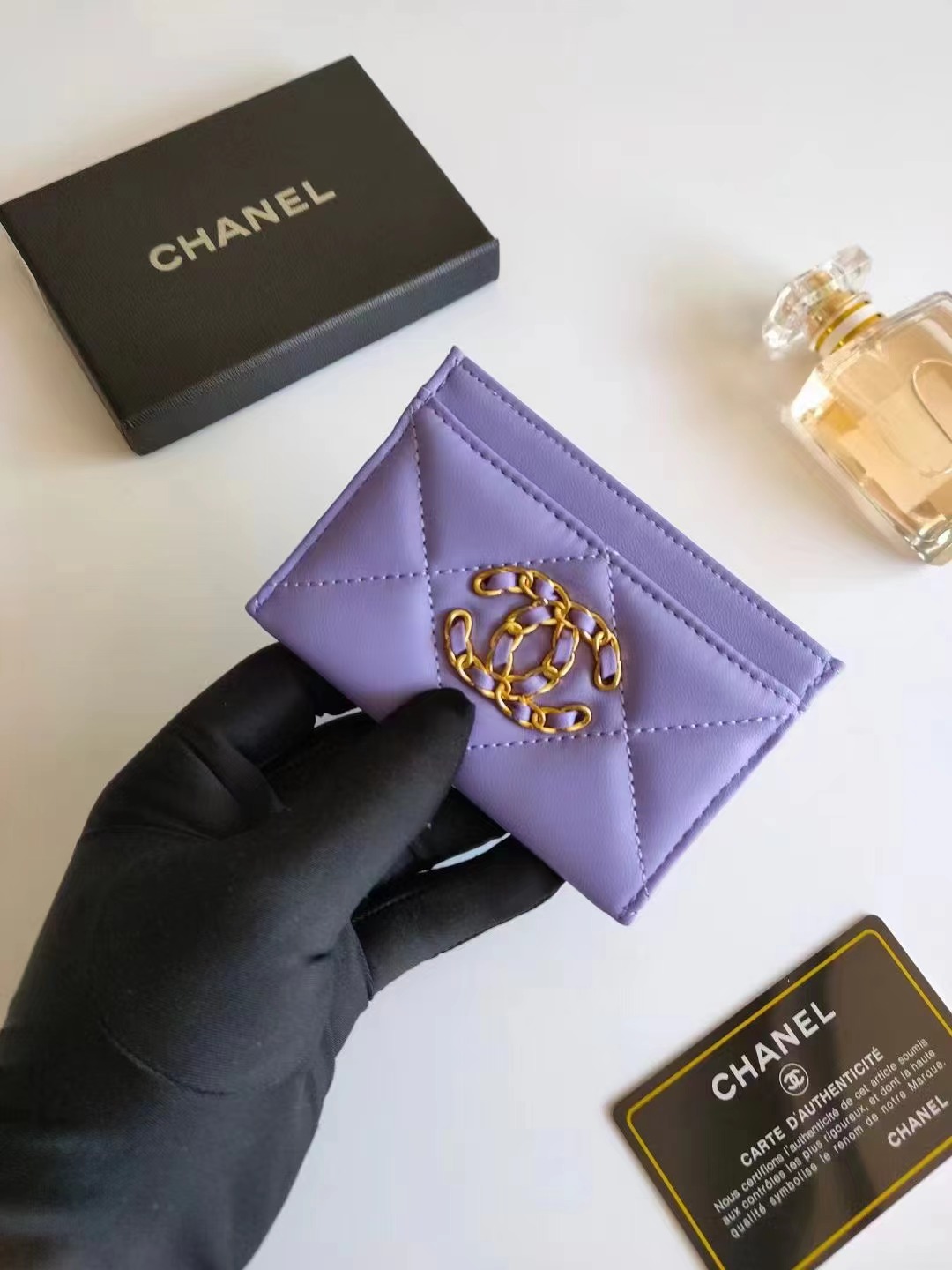 [TOP] CHANEL Card Holder - GHW - Purple