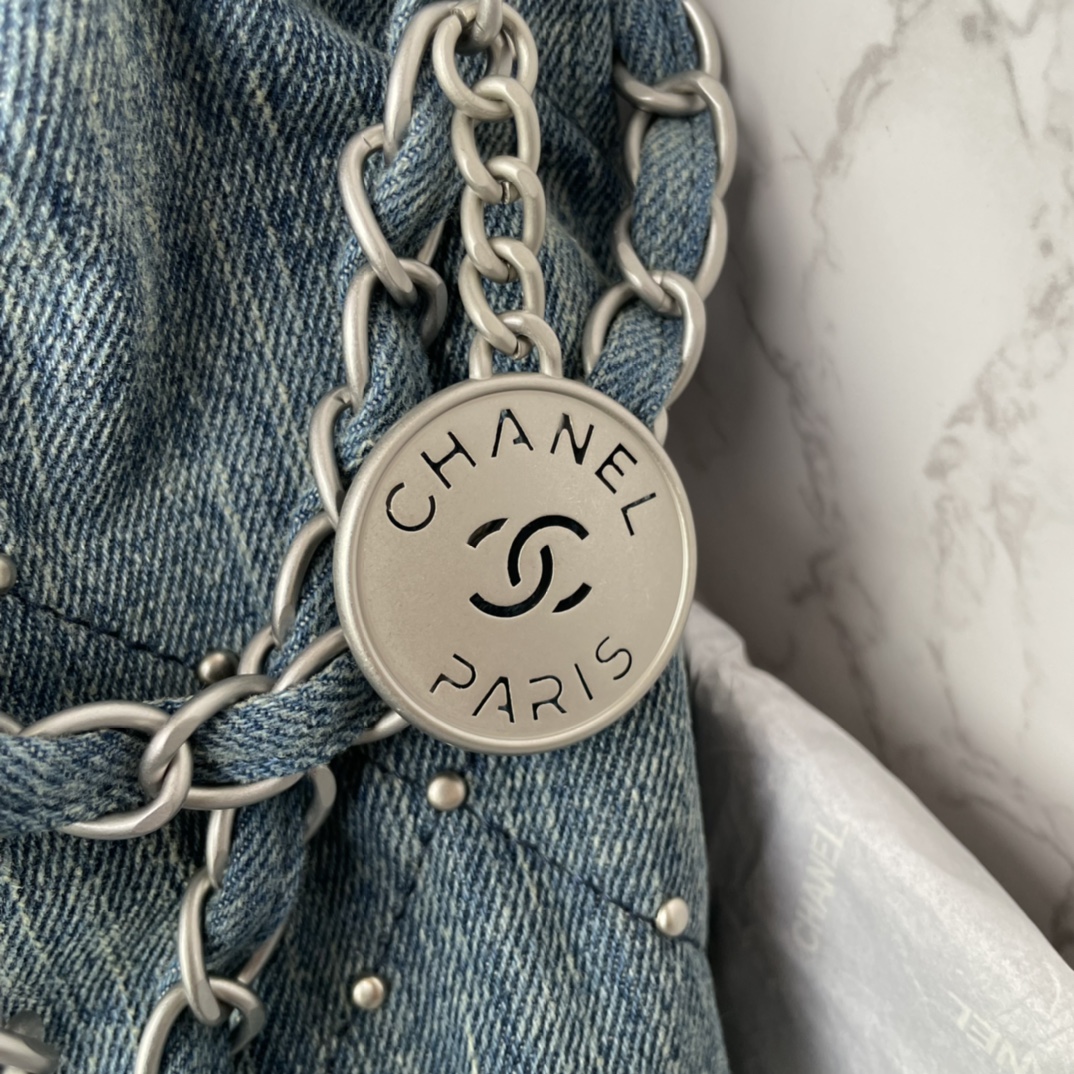 [TOP] CHANEL Rivet denim 22 Bags 19x20x6cm/35x37x7cm/39x42x8cm - Denim