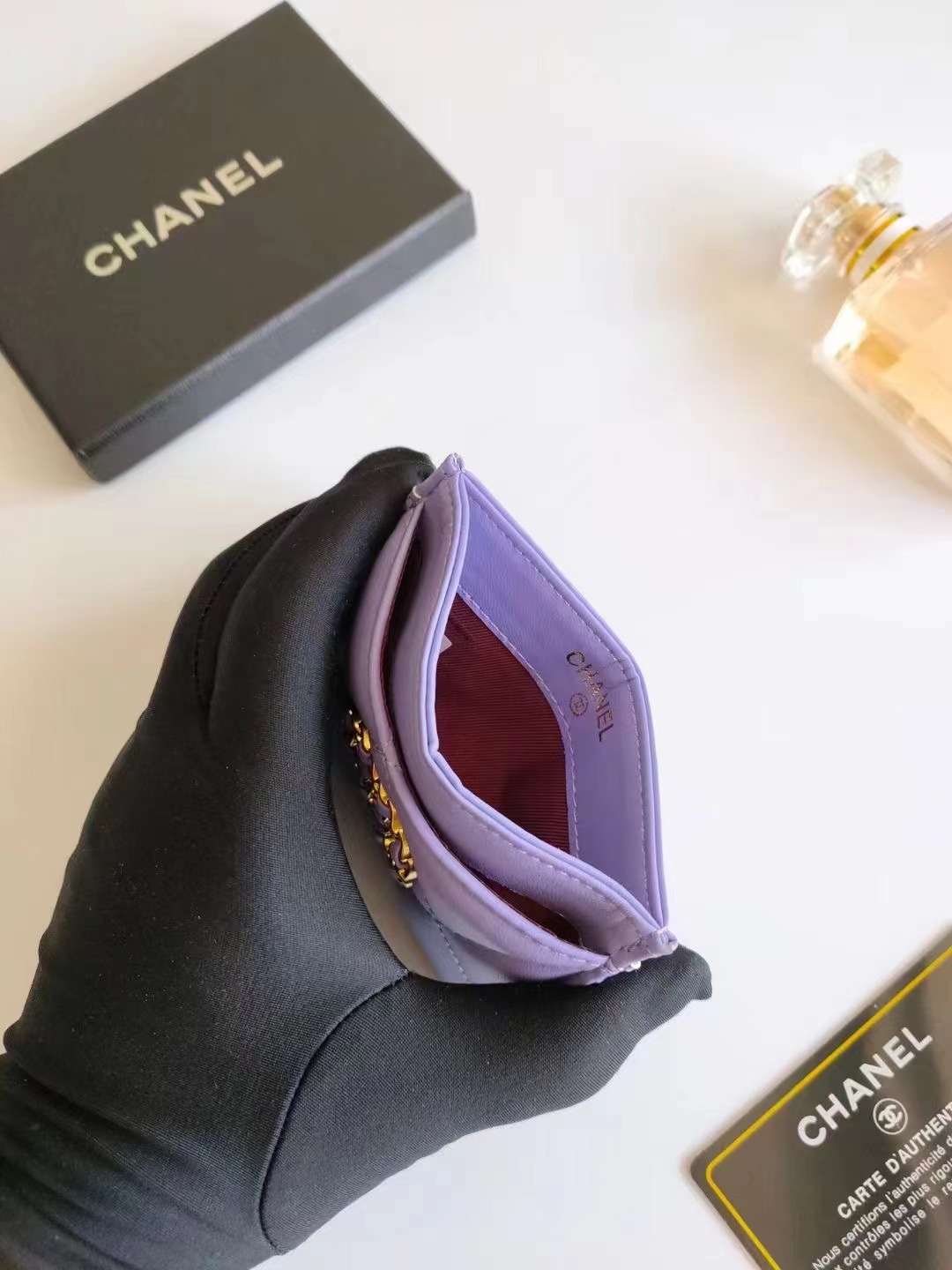 [TOP] CHANEL Card Holder - GHW - Purple