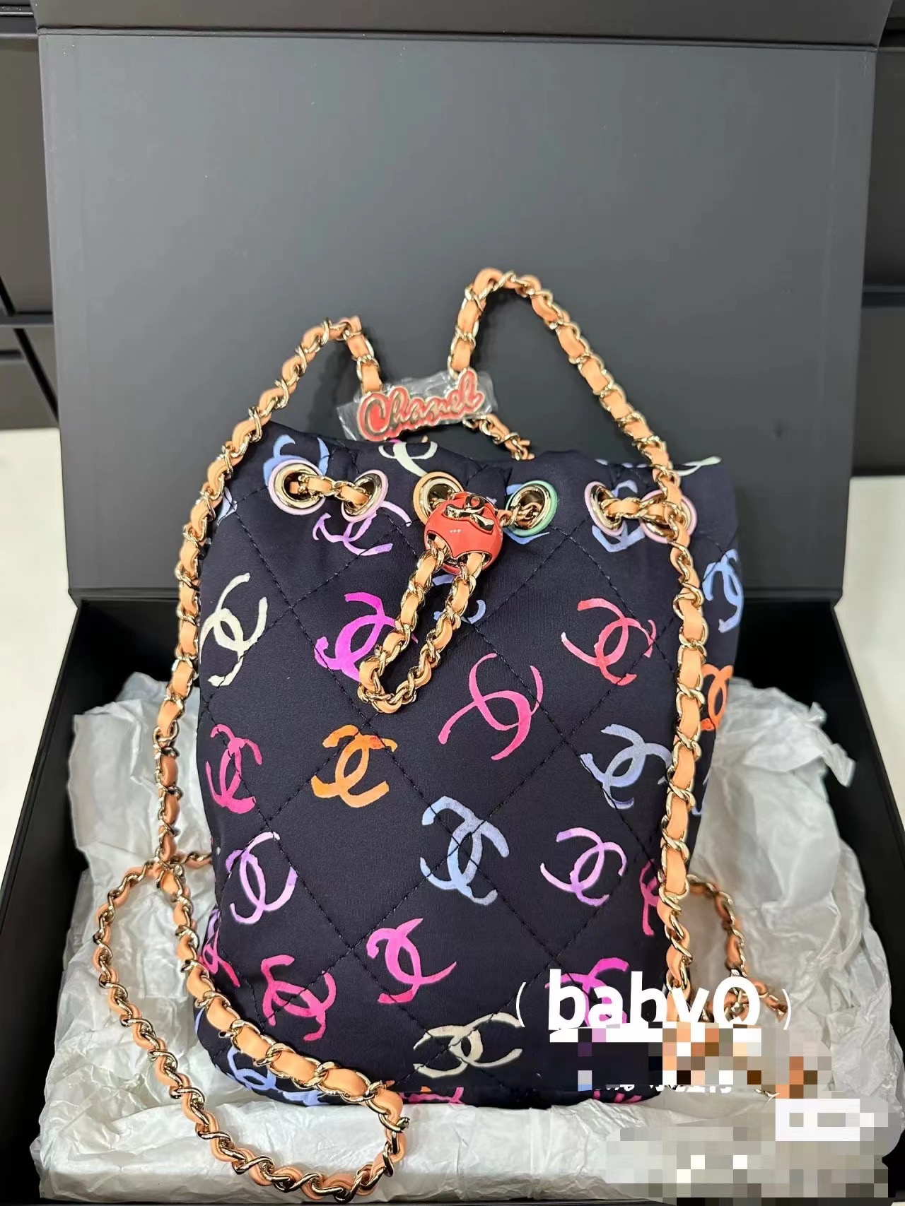 [TOP] CHANEL 24ss Dual C Printed Small Water Bucket - Glacier Blue