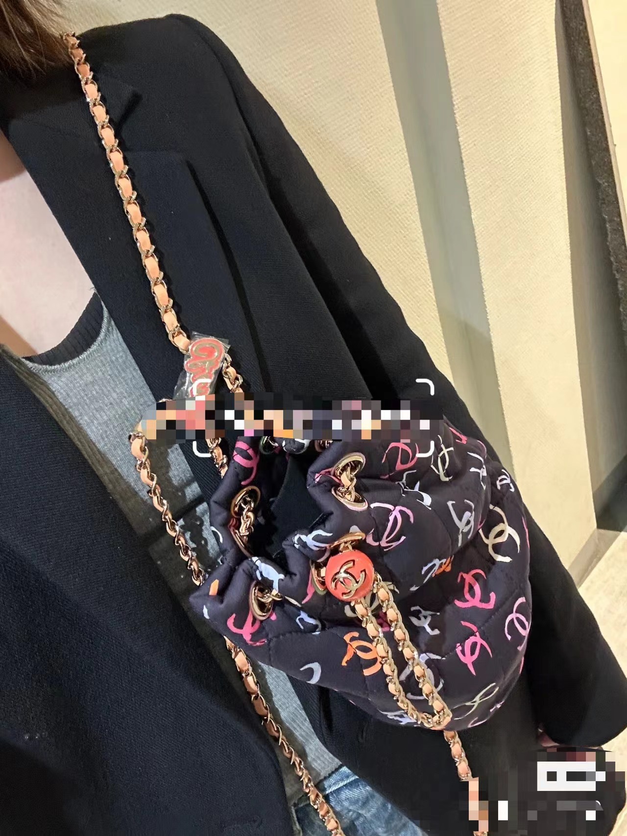 [TOP] CHANEL 24ss Dual C Printed Small Water Bucket - Glacier Blue