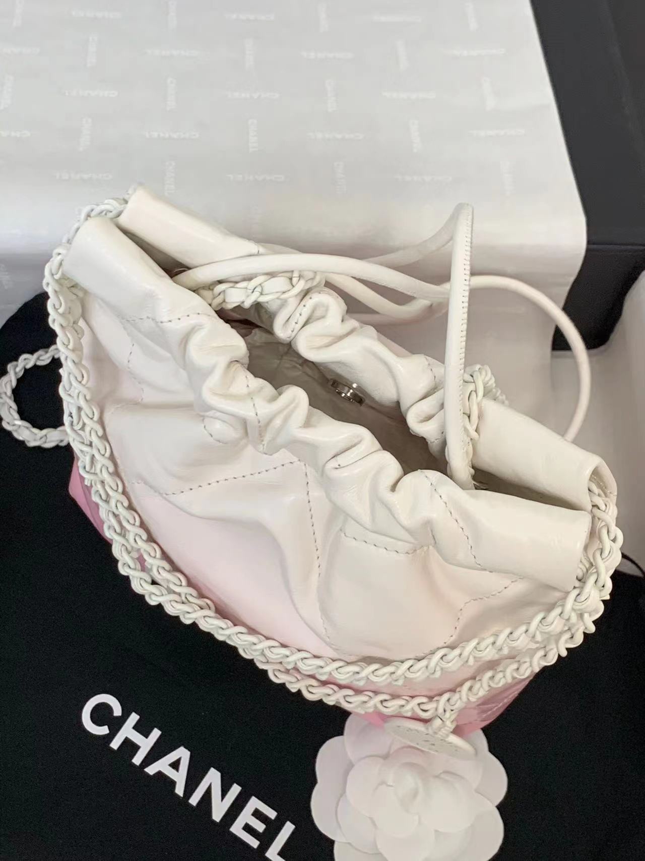 [TOP] CHANEL 24ss Latest Mini 22 Bags 19x20x6cm - Pink Paired With White
