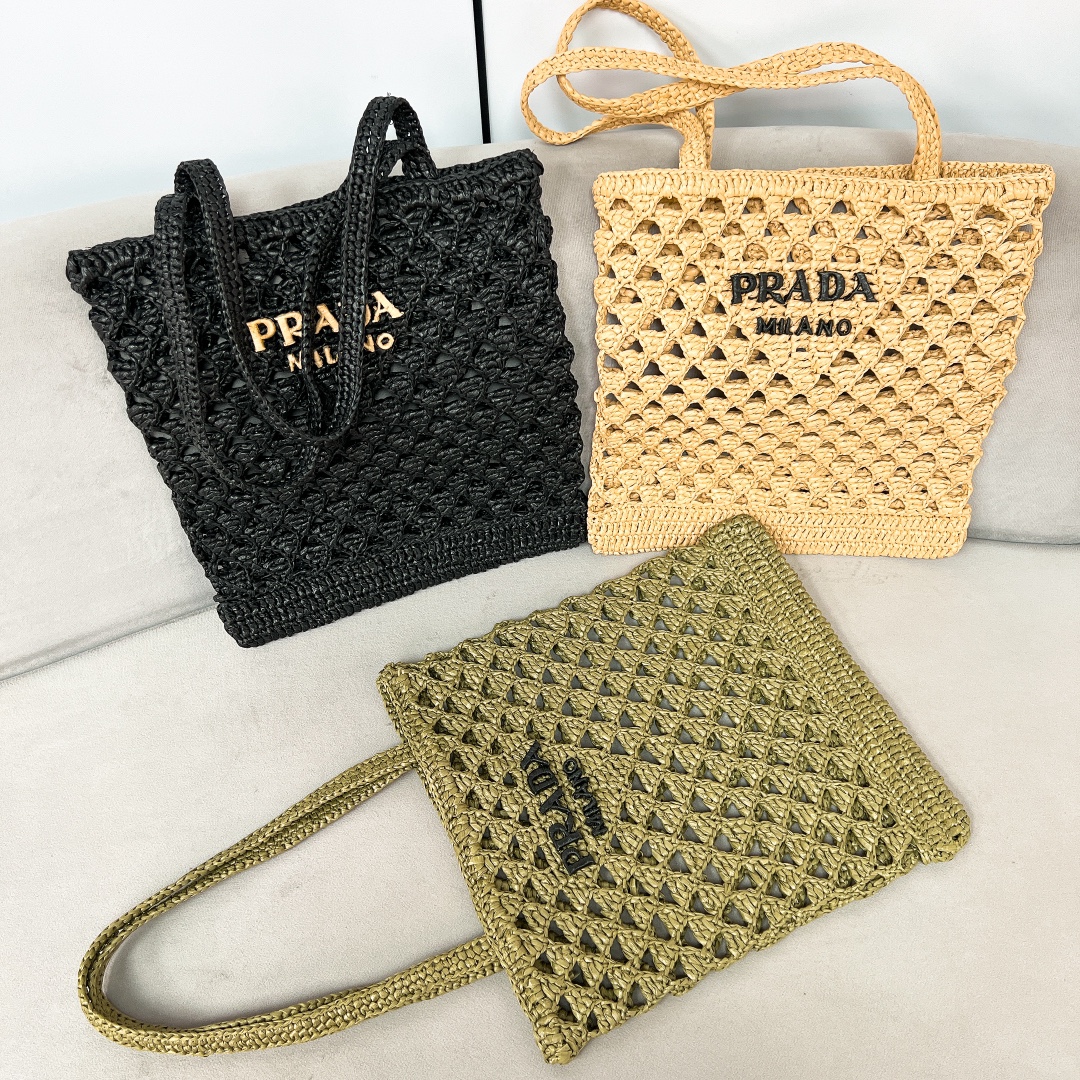 [TOP] PRADA Straw Shopping Bag 30×31cm - 3 Color