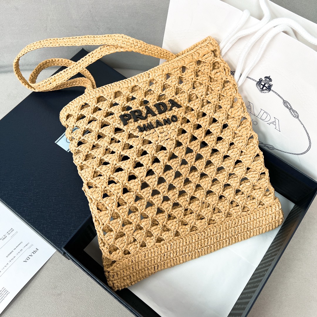 [TOP] PRADA Straw Shopping Bag 30×31cm - 3 Color