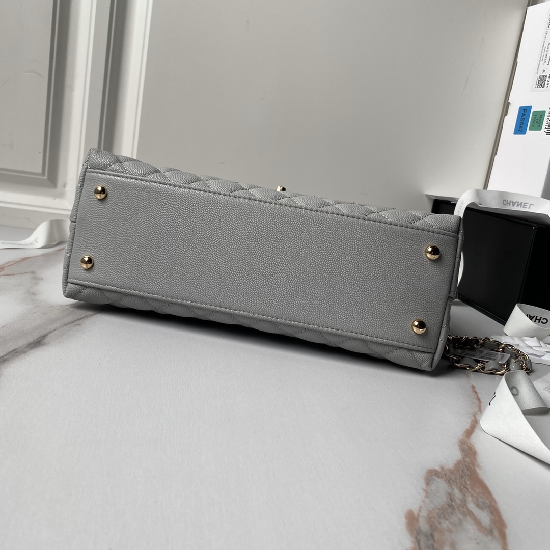 [TOP] Chanel Lambskin CoCo Handle Bags 3 Sizes 19cm/23cm/28cm - Grey & GHW