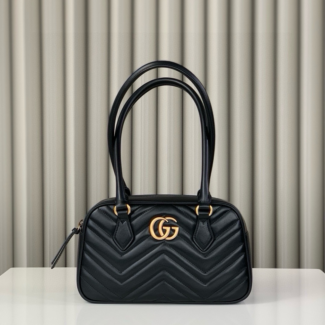 [TOP] GUCCI Leather Marmont Series Handbags 25.5X15.5X6.5cm/35.5X16.5X7cm - 2 Colors&GHW