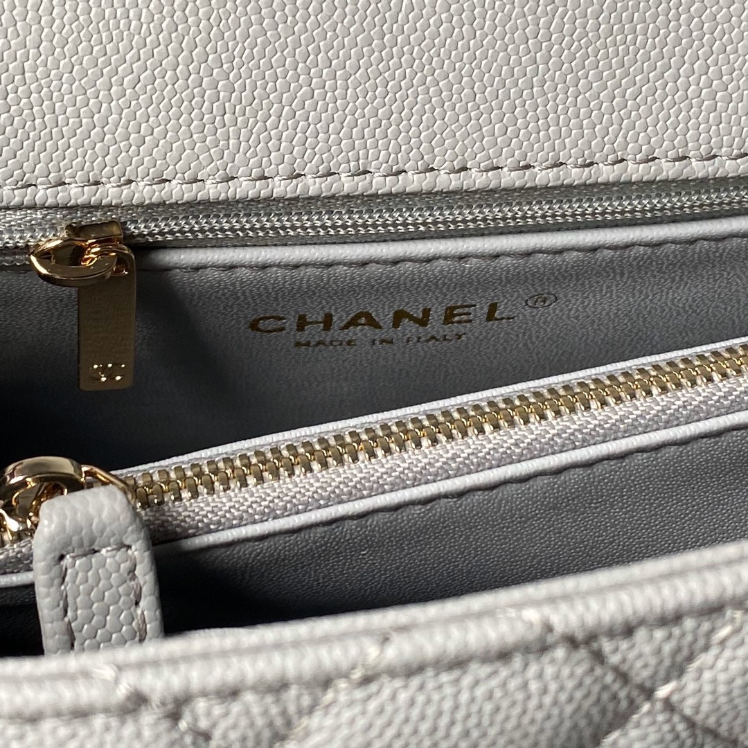 [TOP] Chanel Lambskin CoCo Handle Bags 3 Sizes 19cm/23cm/28cm - Grey & GHW