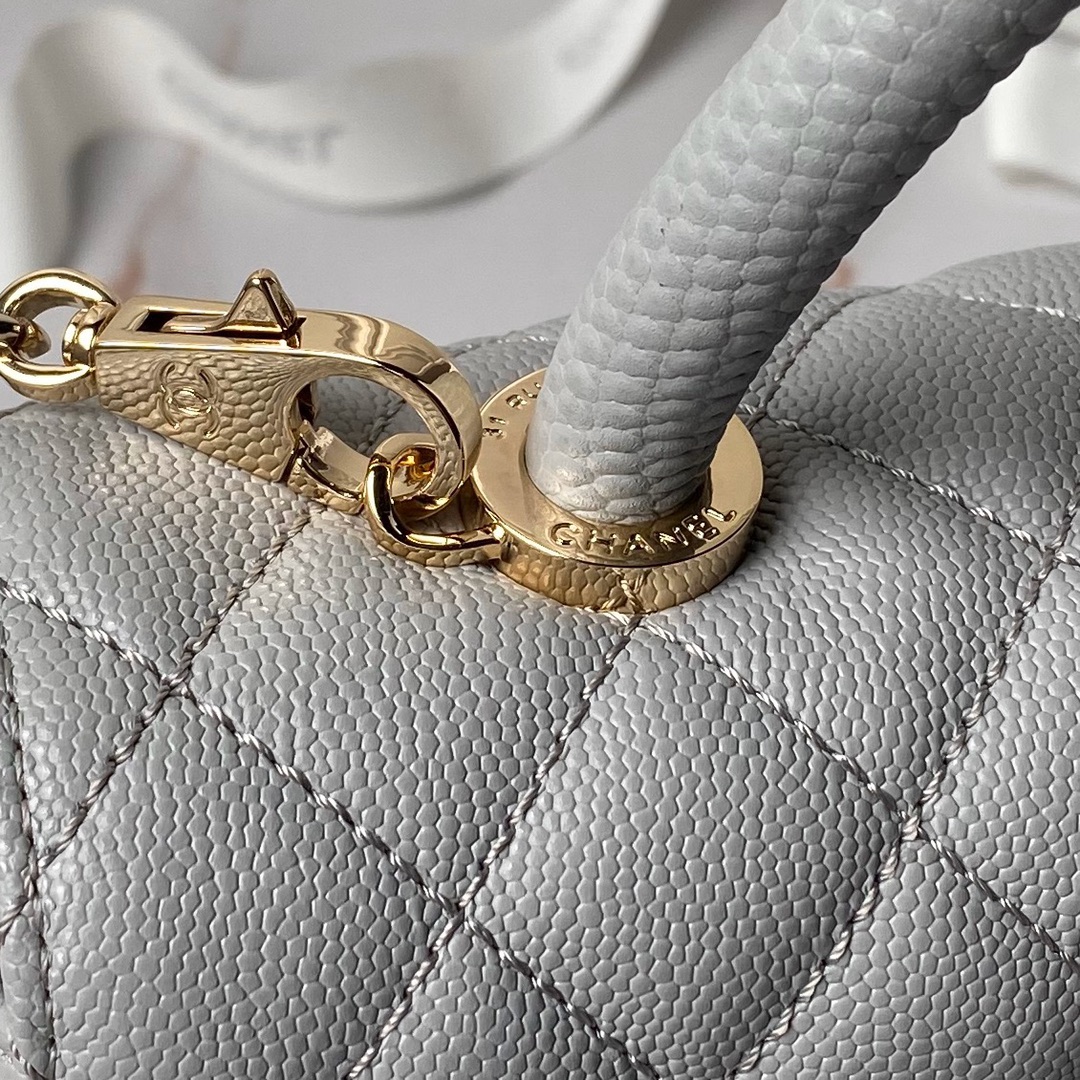 [TOP] Chanel Lambskin CoCo Handle Bags 3 Sizes 19cm/23cm/28cm - Grey & GHW