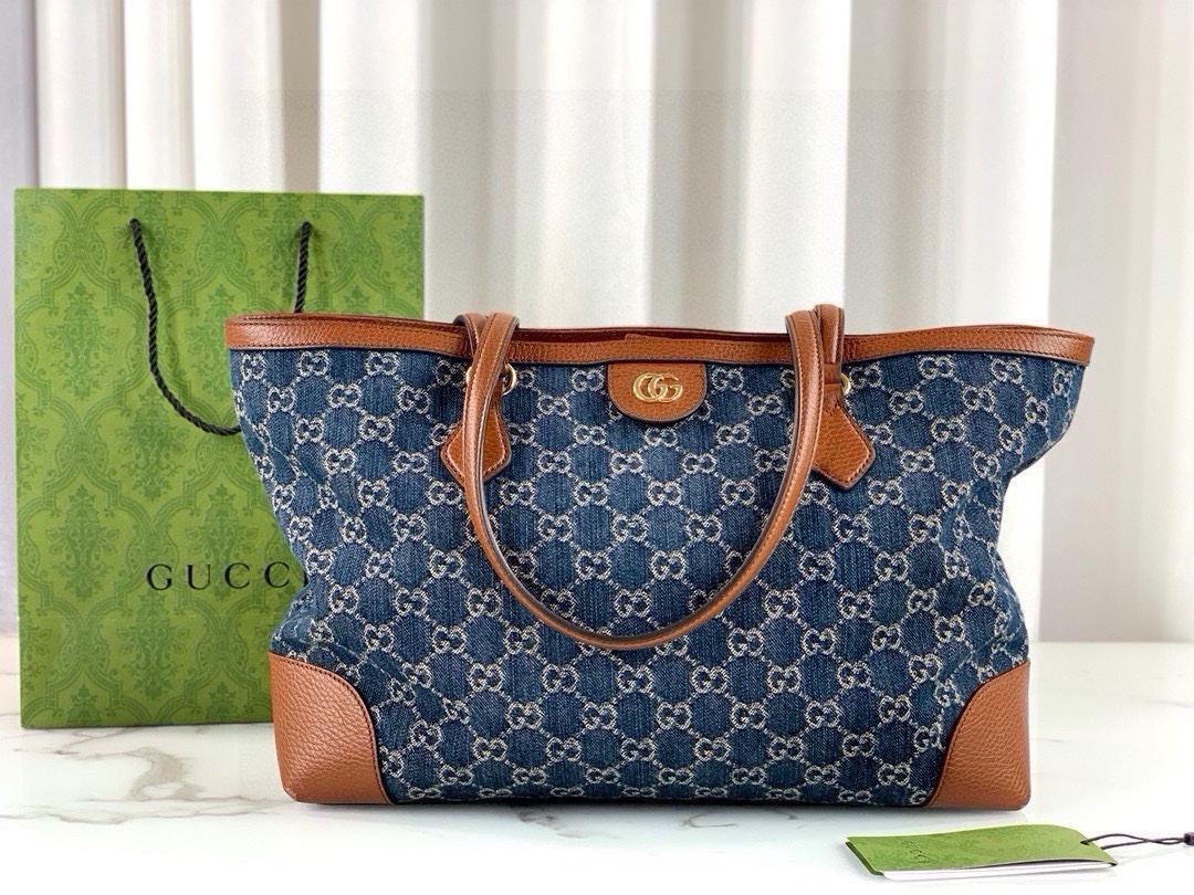 [TOP] GUCCI Ophidia Denim Collection Tote Bags 38x28x14cm - 2 Colors - GHW