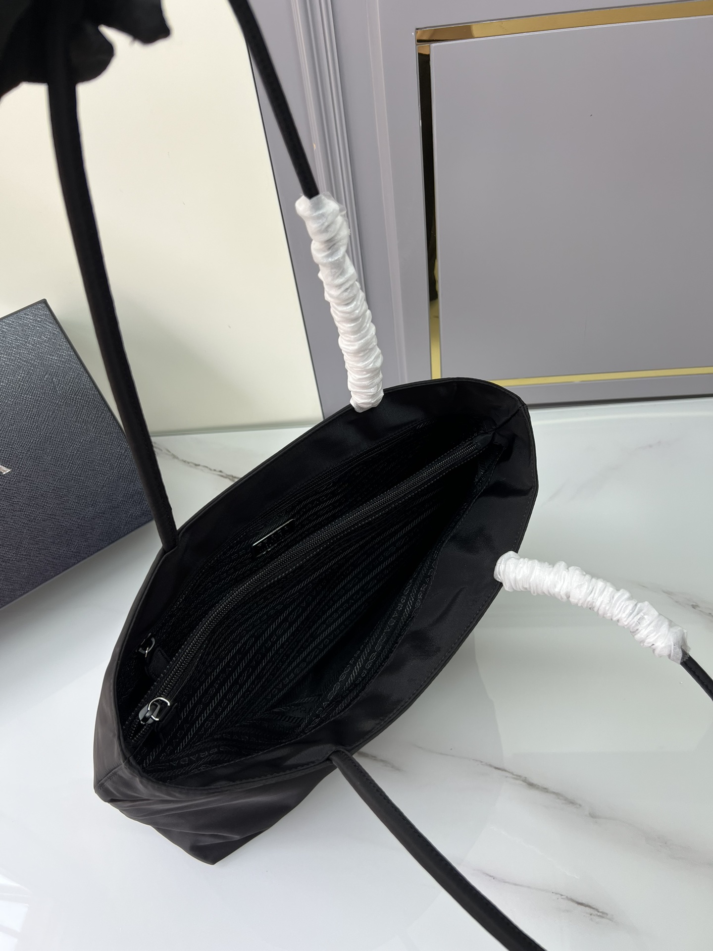 [TOP] PRADA Nylon Tote Bag 35x30x10cm - Black