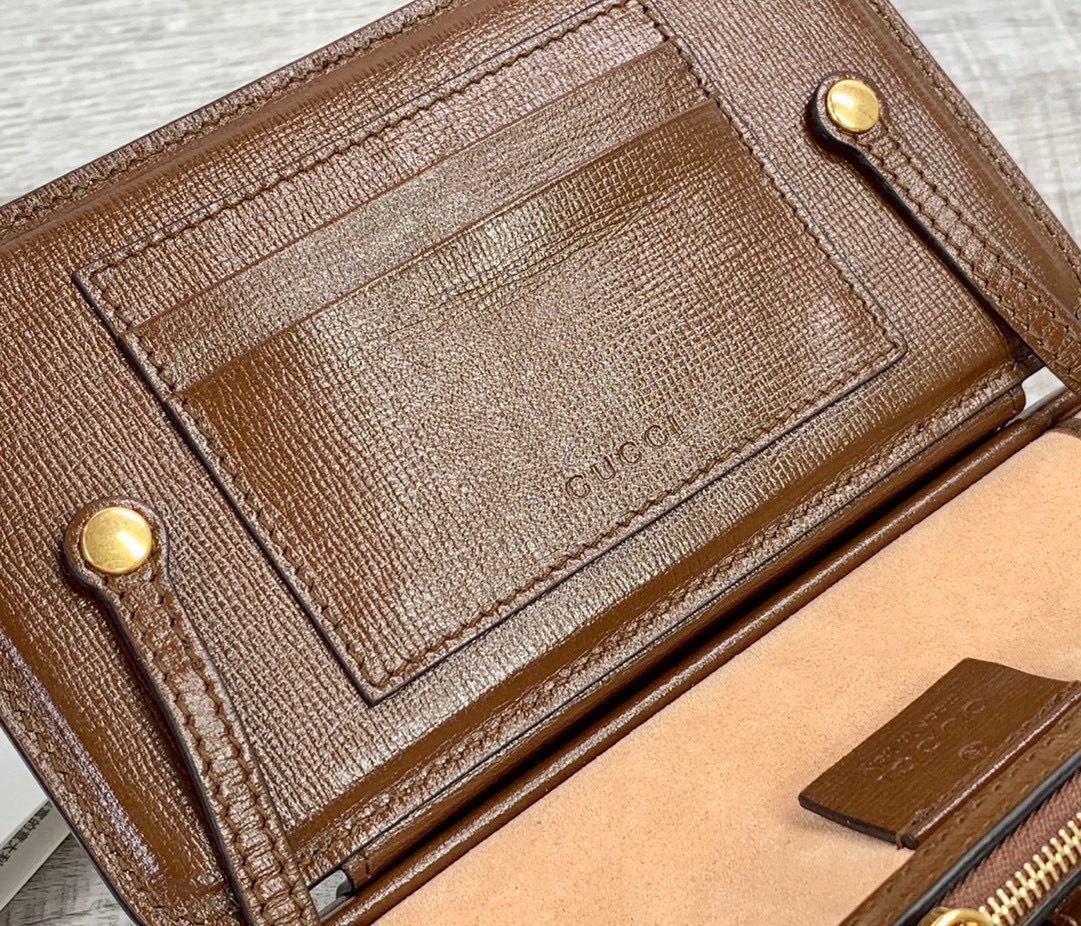 [TOP] GUCCI Brown Leather Handbag 18x10.5x6.5CM - GHW