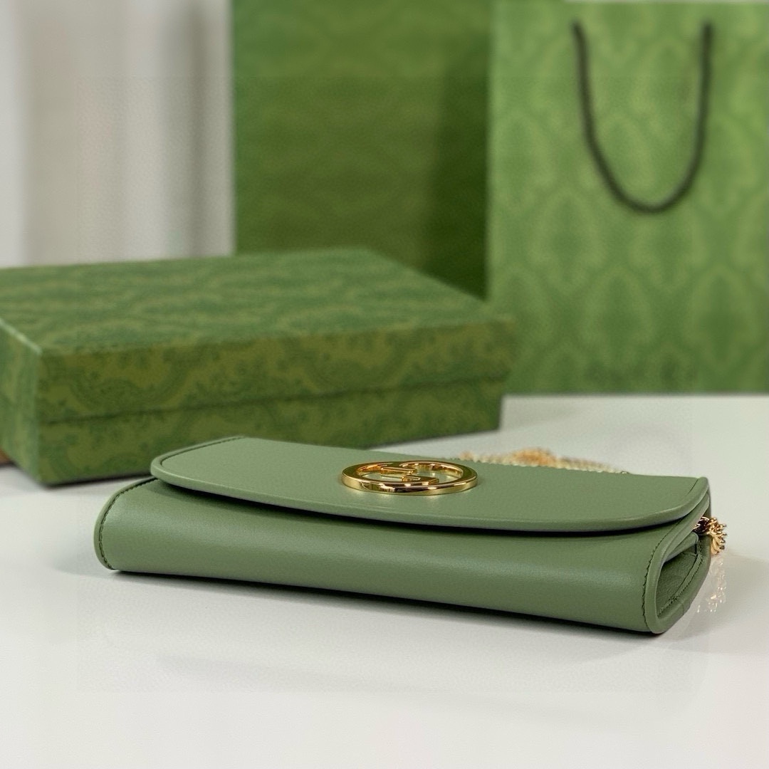 [TOP] GUCCI GG Blondie Series Chain Small Bags 21X10.5cm - Green/Pink -GHW