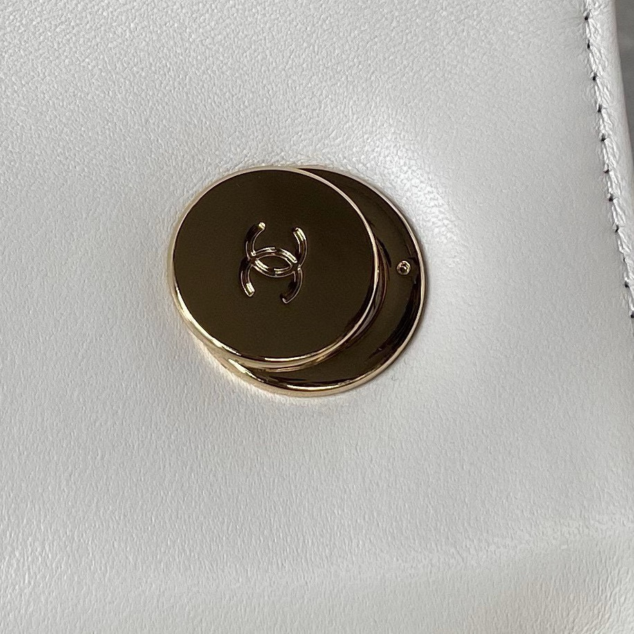 [TOP] CHANELHandle Trendy Bag Quilt 20cm/25cm - Off White & GHW