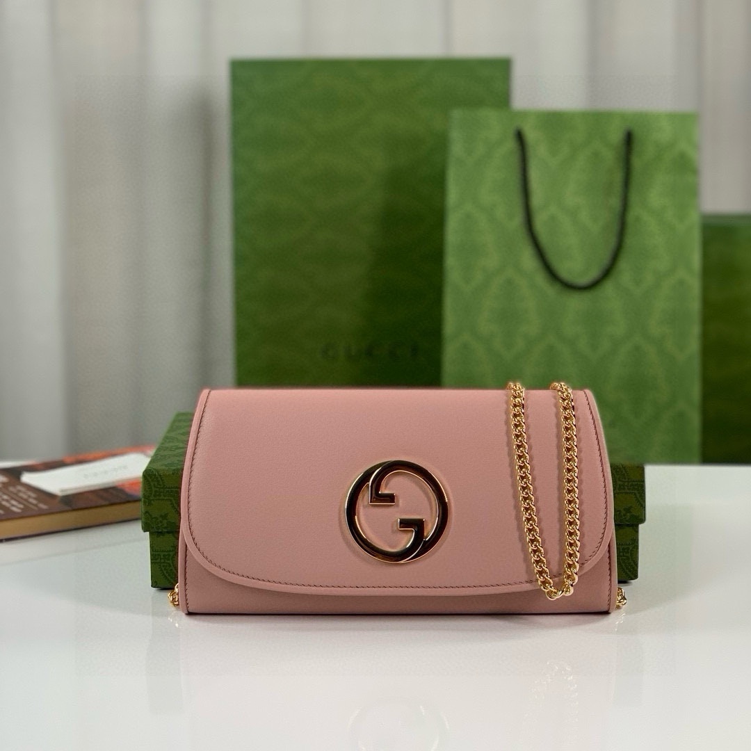 [TOP] GUCCI GG Blondie Series Chain Small Bags 21X10.5cm - Green/Pink -GHW