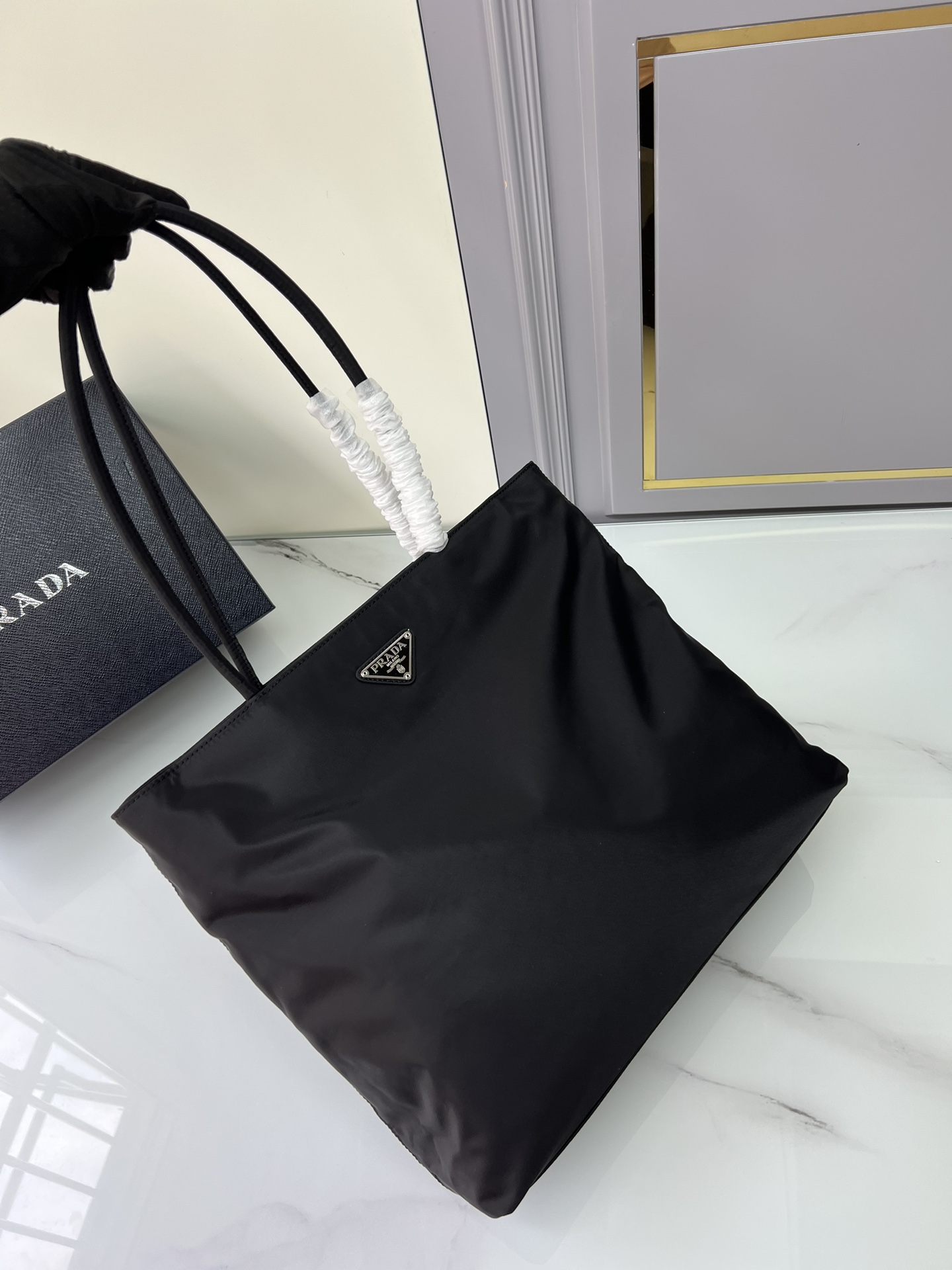 [TOP] PRADA Nylon Tote Bag 35x30x10cm - Black