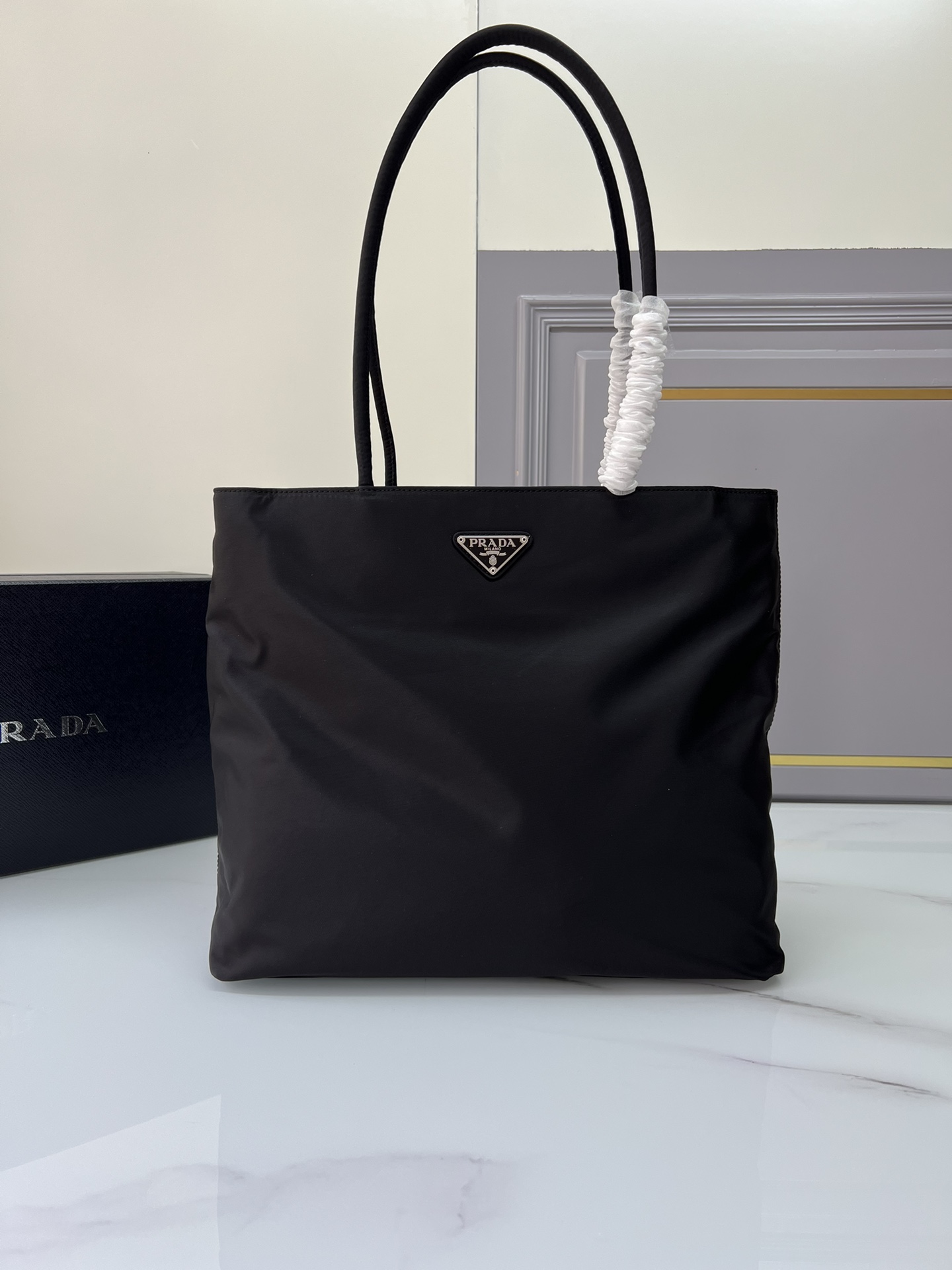 [TOP] PRADA Nylon Tote Bag 35x30x10cm - Black