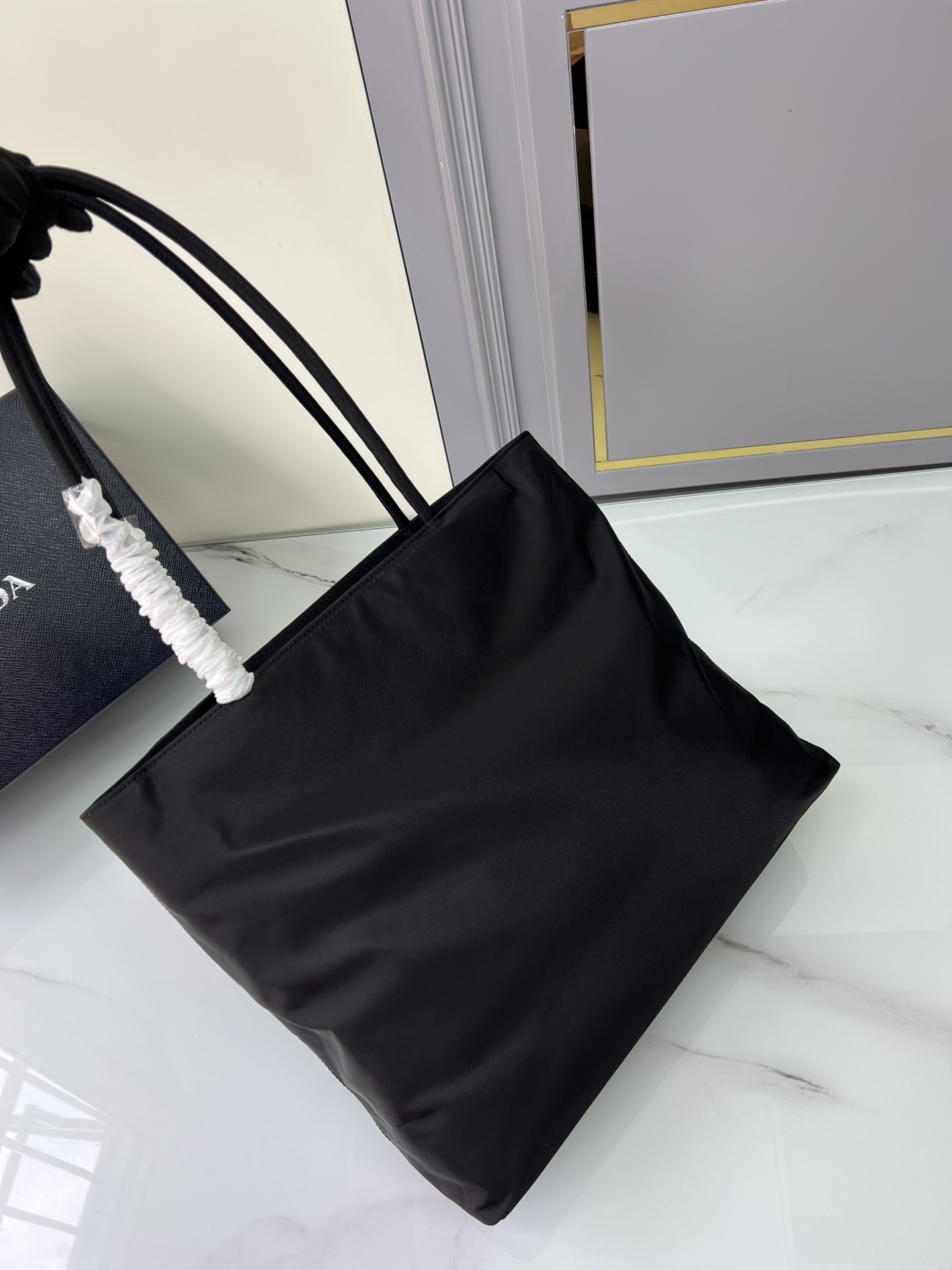 [TOP] PRADA Nylon Tote Bag 35x30x10cm - Black