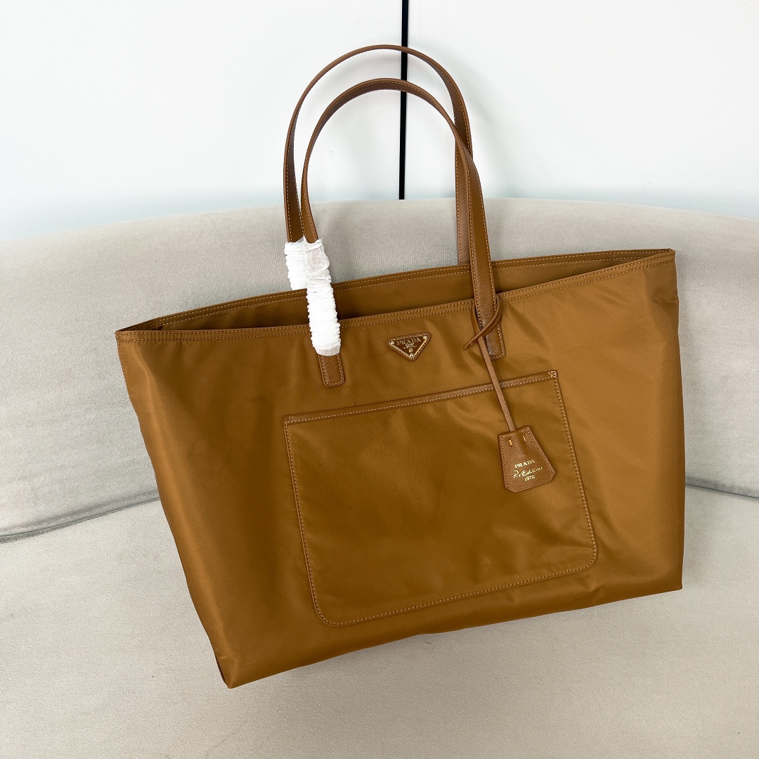 [TOP] PRADA Nylon Tote Bag 43x31x15cm - Brown