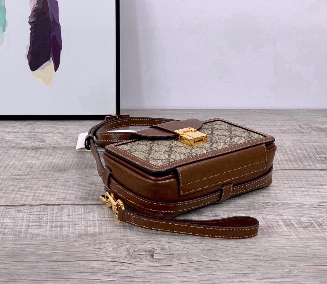 [TOP] GUCCI Brown Leather Handbag 18x10.5x6.5CM - GHW