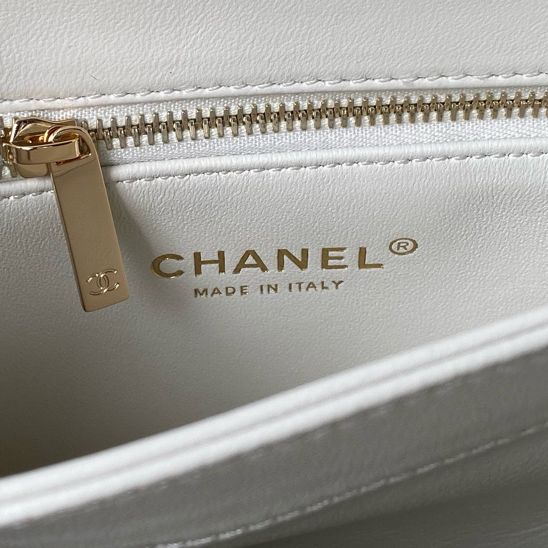 [TOP] CHANELHandle Trendy Bag Quilt 20cm/25cm - Off White & GHW