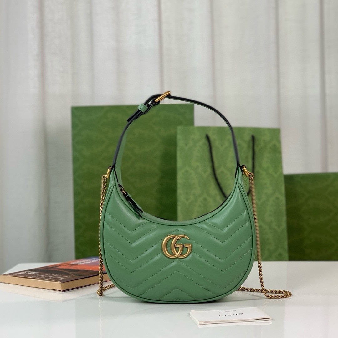 [TOP] GUCCI GG Marmont Collection Half Moon Mini Handbags 21.5X11X5cm - 3 Colors&GHW